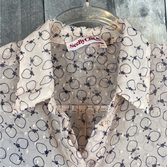 See By Chloe Light Pink Circle Embroidered Blouse Size 4. - Picture 3 of 11